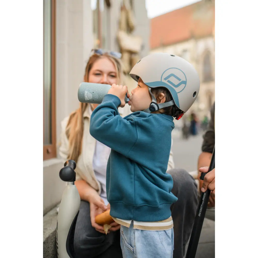 Scoot &amp; Ride Kids Helmet XXS-S (45-51 cm) | Lightweight Adjustable Helmet with LED Safety Light, Magnetic Buckle &amp; Ventilation | Toddler and Kids Helmet for Cycling, Scooting, Skating &amp; Outdoor Play - Ash