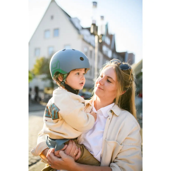 Scoot &amp; Ride Kids Helmet XXS-S (45-51 cm) | Lightweight Adjustable Helmet with LED Safety Light, Magnetic Buckle &amp; Ventilation | Toddler and Kids Helmet for Cycling, Scooting, Skating &amp; Outdoor Play - Steel