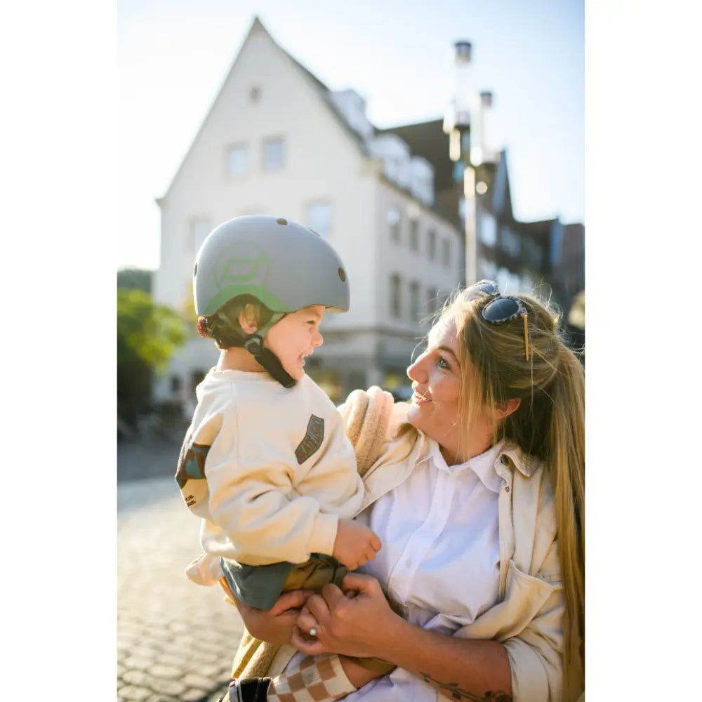 Scoot &amp; Ride Kids Helmet XXS-S (45-51 cm) | Lightweight Adjustable Helmet with LED Safety Light, Magnetic Buckle &amp; Ventilation | Toddler and Kids Helmet for Cycling, Scooting, Skating &amp; Outdoor Play - Steel