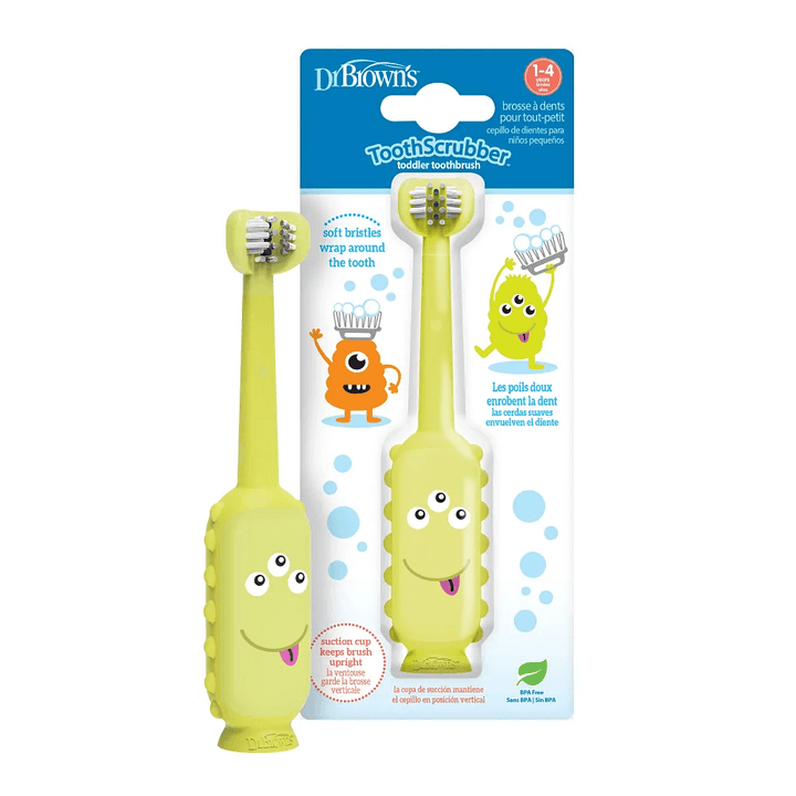 Dr. Brown’s Tooth Scrubber™ Toddler Toothbrush – Monster Design, Green, 1-Pack