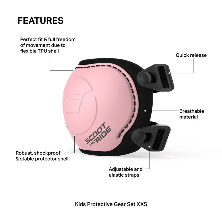 Scoot &amp; Ride Highwaykick 1 Kids Scooter with Helmet &amp; Protective Gear Set | Convertible Ride-On Scooter with Adjustable Helmet, Knee &amp; Elbow Pads | Ideal for Toddlers &amp; Kids - Rose