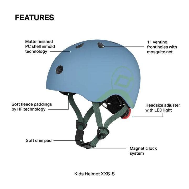 Scoot &amp; Ride Highwaykick 1 Kids Scooter with Helmet &amp; Protective Gear Set | Convertible Ride-On Scooter with Adjustable Helmet, Knee &amp; Elbow Pads | Ideal for Toddlers &amp; Kids - Steel