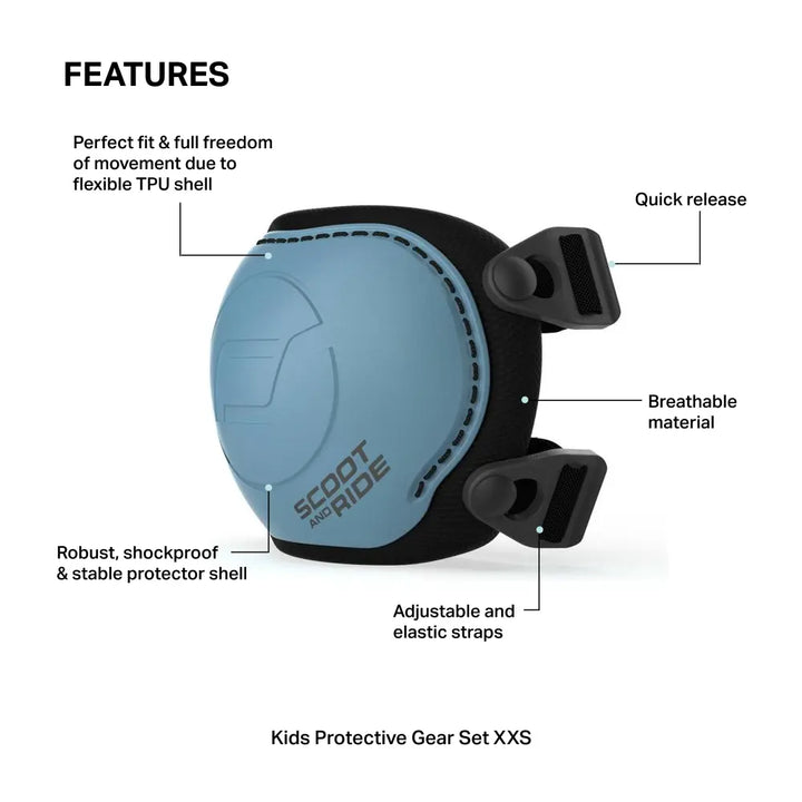 Scoot &amp; Ride Highwaykick 1 Kids Scooter with Helmet &amp; Protective Gear Set | Convertible Ride-On Scooter with Adjustable Helmet, Knee &amp; Elbow Pads | Ideal for Toddlers &amp; Kids - Steel