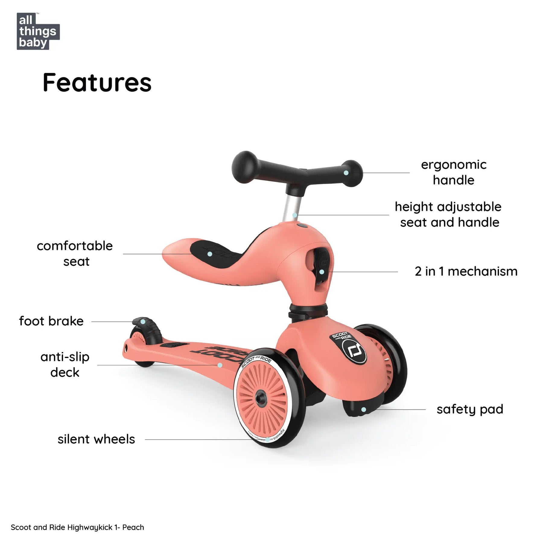 Scoot and Ride Highwaykick 1 - Peach – AllThingsBaby.com Scoot and Ride Highwaykick 1 - Peach – AllThingsBaby.com