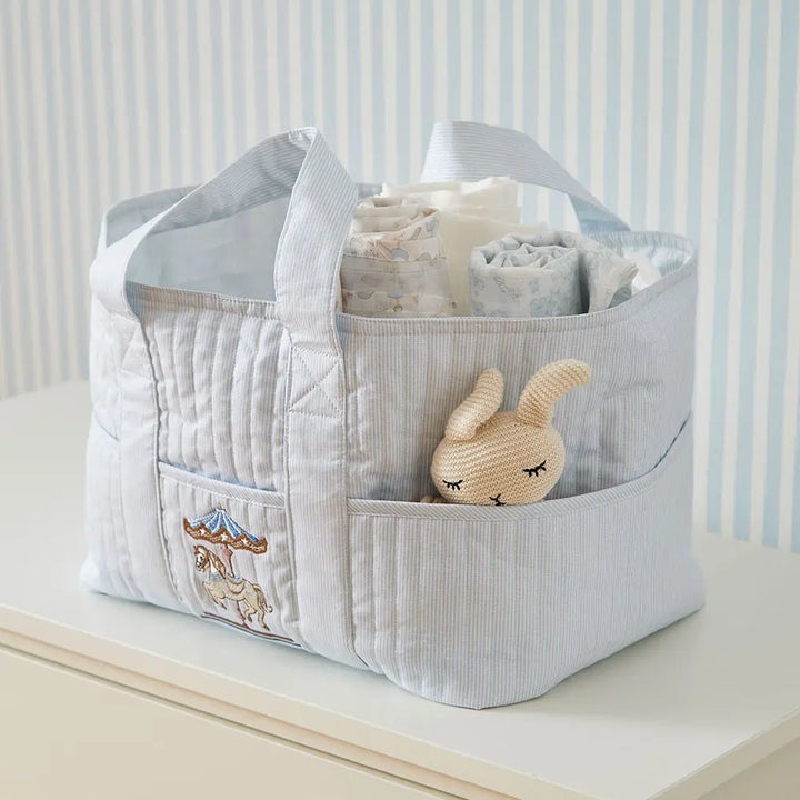 Annasimona Kids Horse Diaper Caddy - Blue Stripes