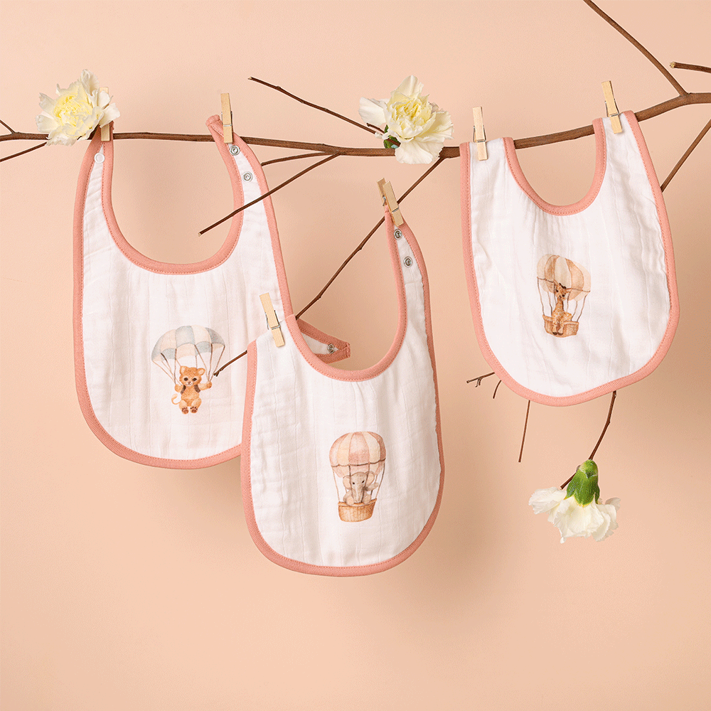 Cugo Bamboo Cotton Muslin Bibs (Pack of 3)