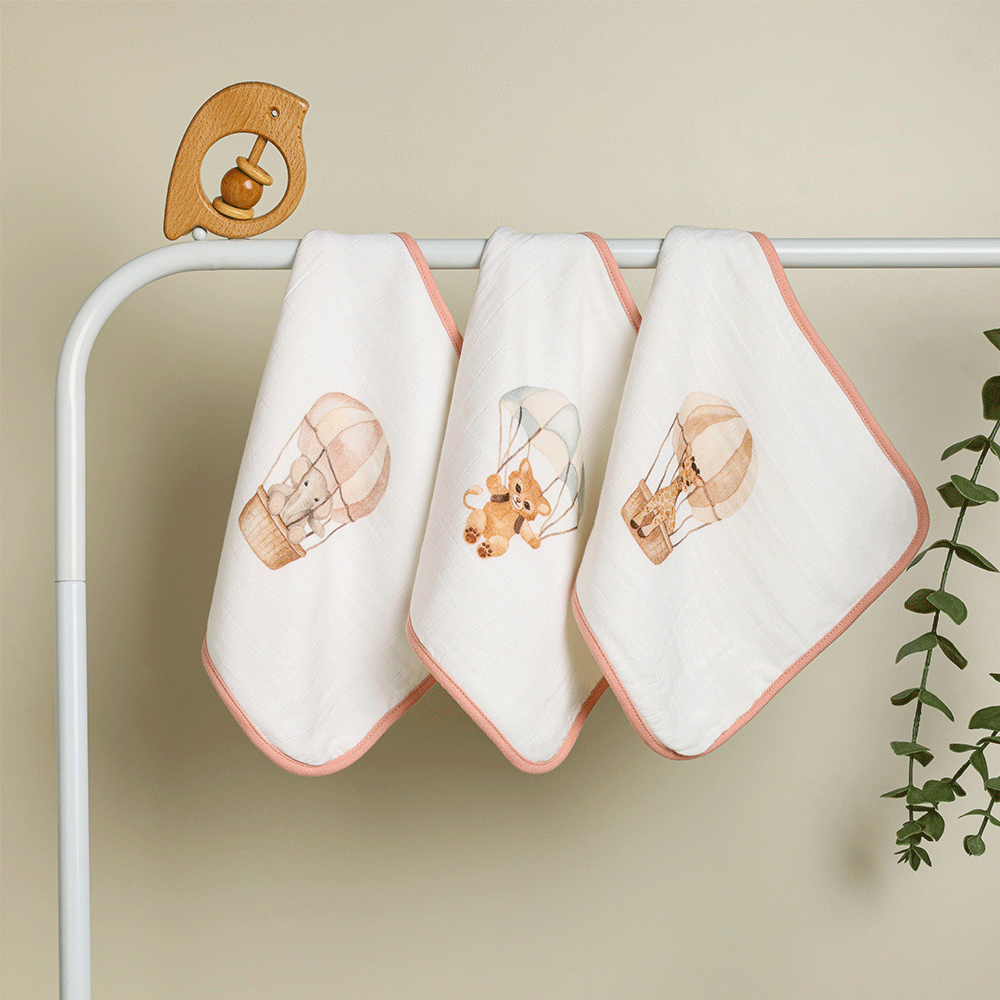 Cugo Bamboo Cotton Muslin Wash Cloth (Pack of 3)