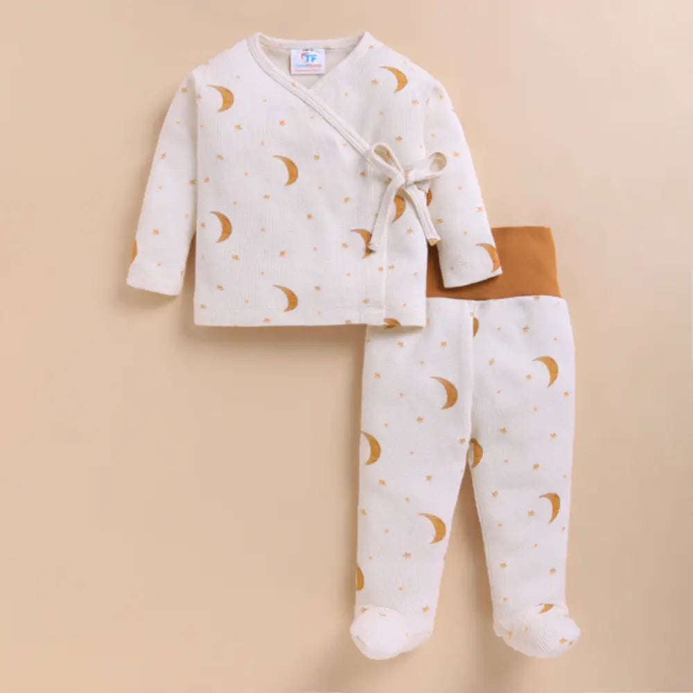 Cot &amp; Candy Baby Organic Kimono Top with Roll Top Footed Pant - Tiny Twinkle