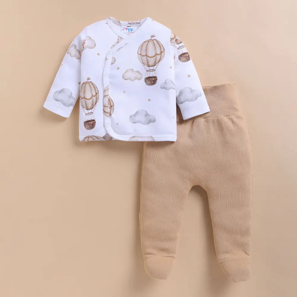 Cot &amp; Candy Baby Organic Kimono Top With Footed Pant - Balloon Pop