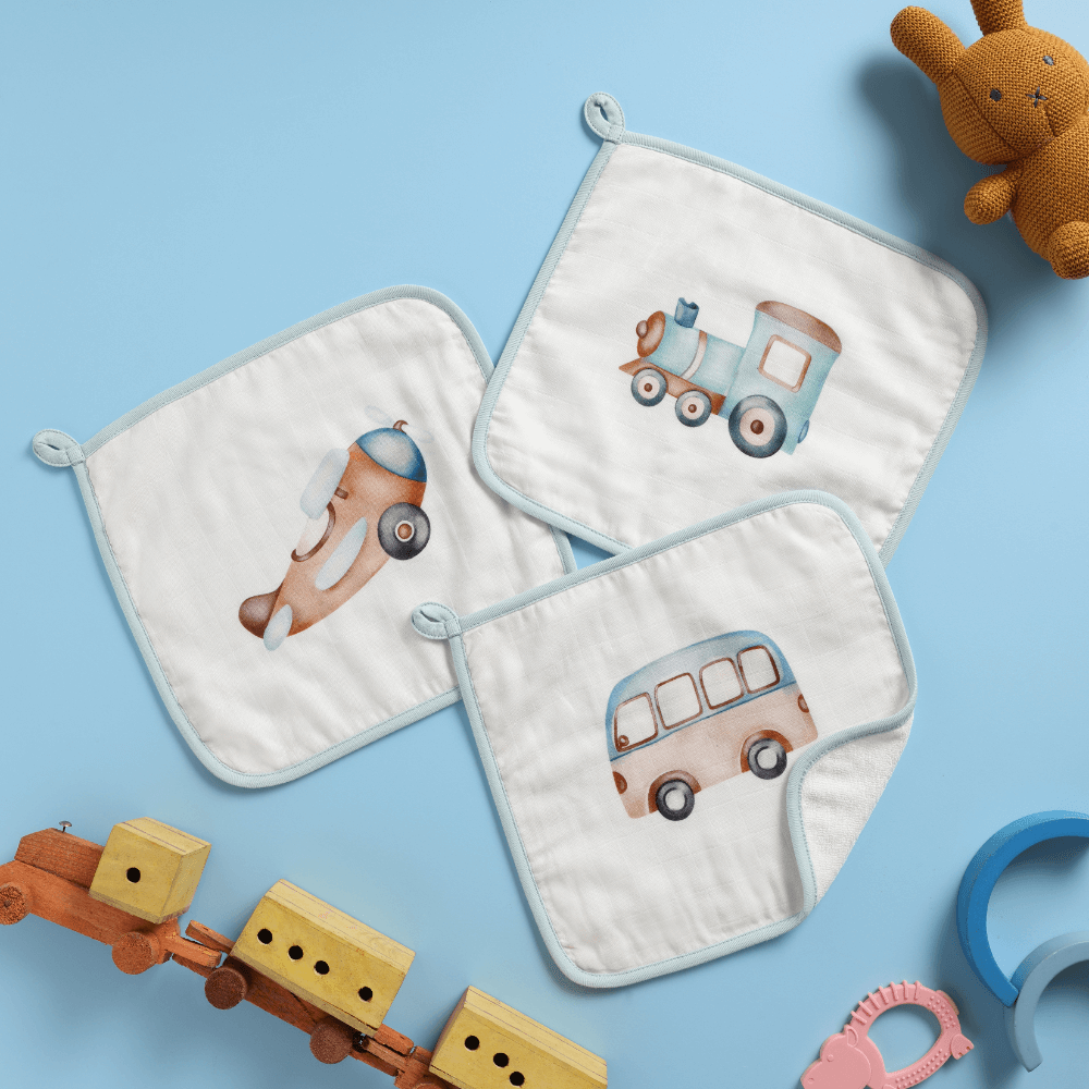 Cugo Bamboo Cotton Muslin Wash Cloth (Pack of 3)