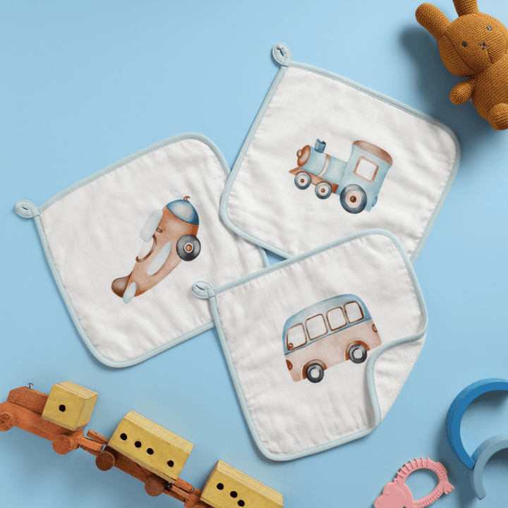Cugo Bamboo Cotton Muslin Wash Cloth (Pack of 3)