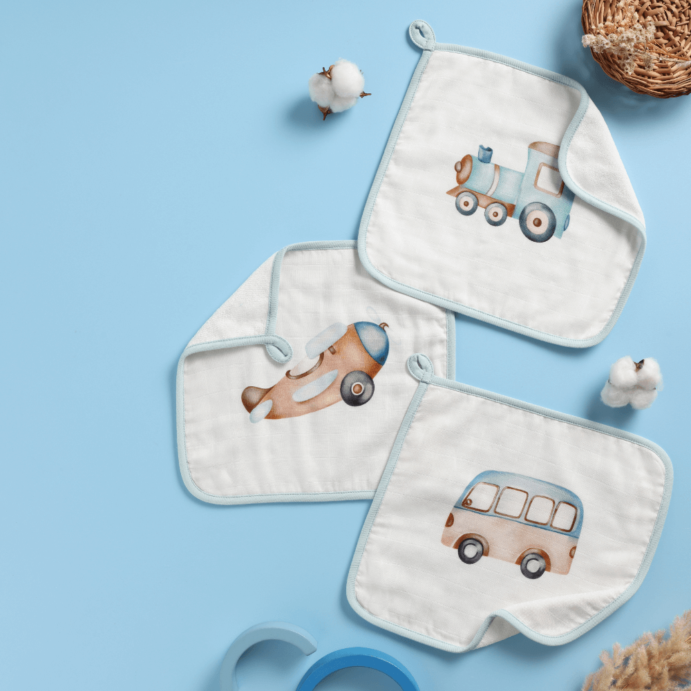 Cugo Bamboo Cotton Muslin Wash Cloth (Pack of 3)