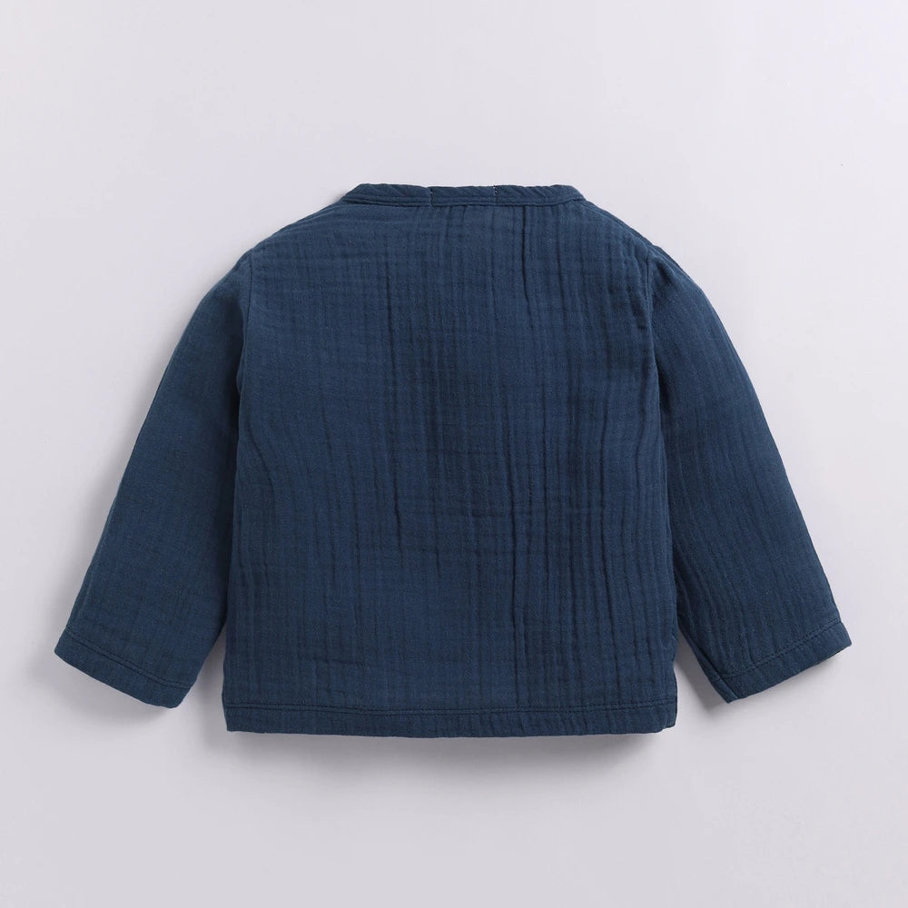 Cot &amp; Candy Baby Organic Muslin Long Sleeve Lounge Set - Denim