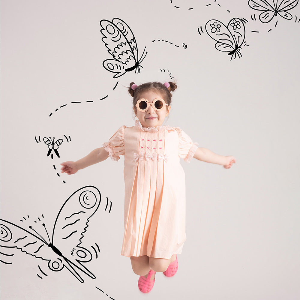 The Baby Trunk Baby Girl Blush Bow Cotton Dress