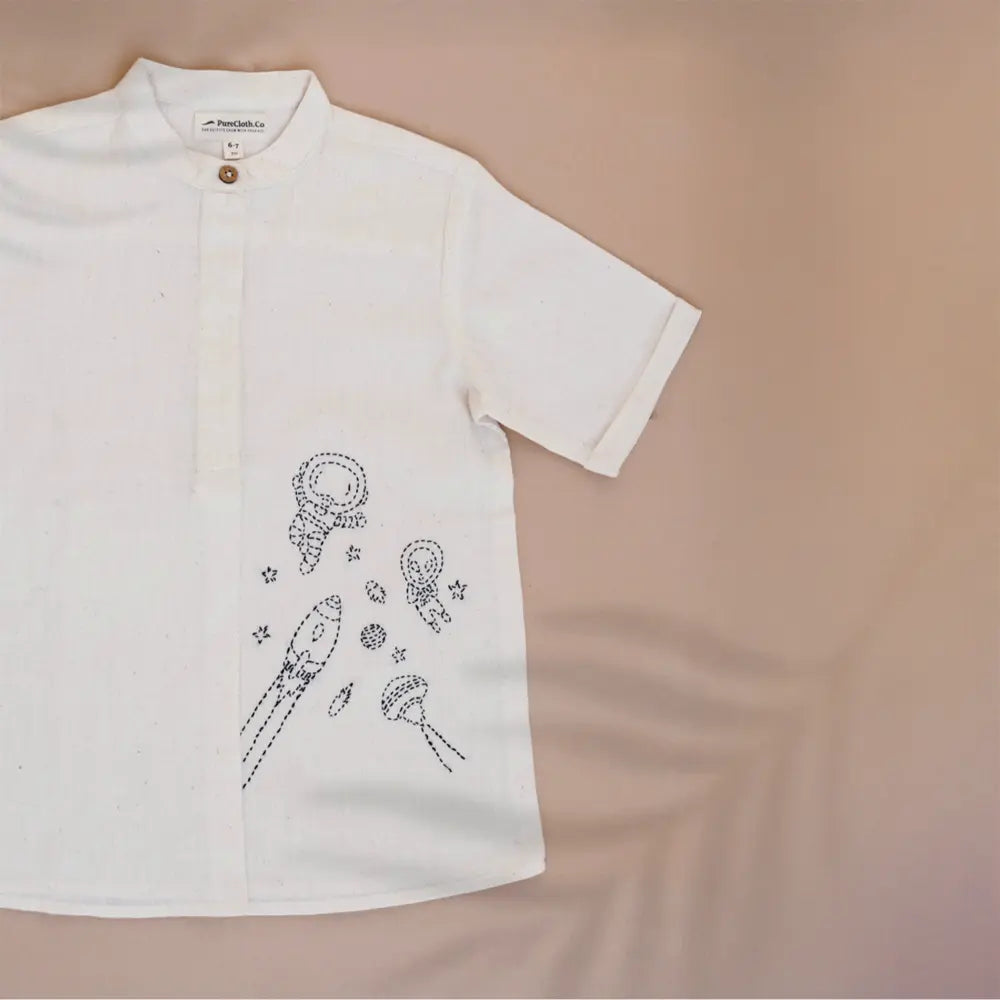 PureCloth.Co Unisex Kora Doodle Shirt &amp; Cargo Shorts - Off-White