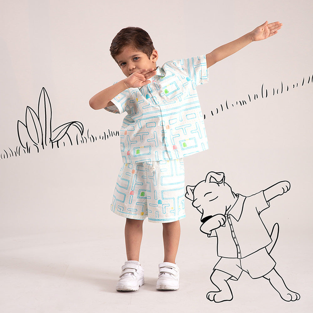 The Baby Trunk Baby Boy Printed Pacman Co-ord Set