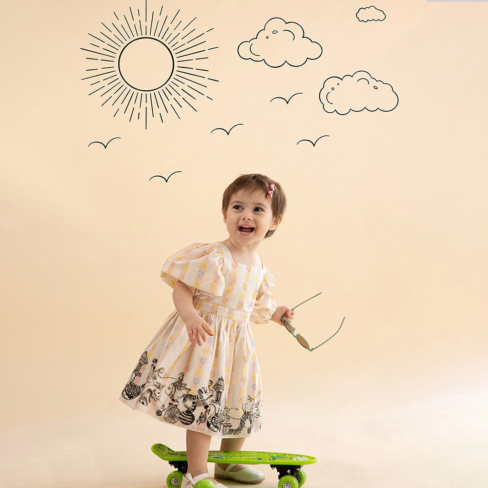 The Baby Trunk Baby Girl Cotton Dress: Blush Circus