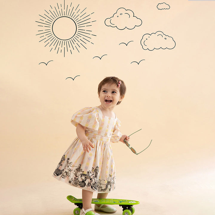 The Baby Trunk Baby Girl Cotton Dress: Blush Circus