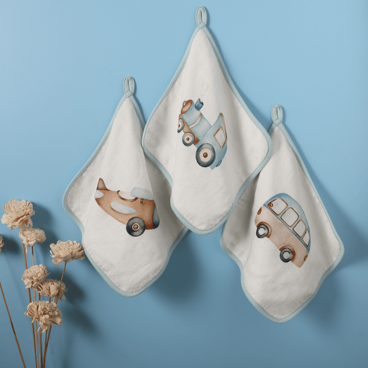Cugo Bamboo Cotton Muslin Wash Cloth (Pack of 3)