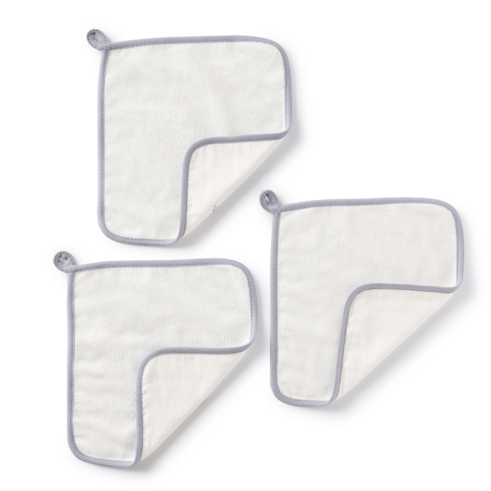 Cugo Bamboo Cotton Muslin Wash Cloth (Pack of 3)