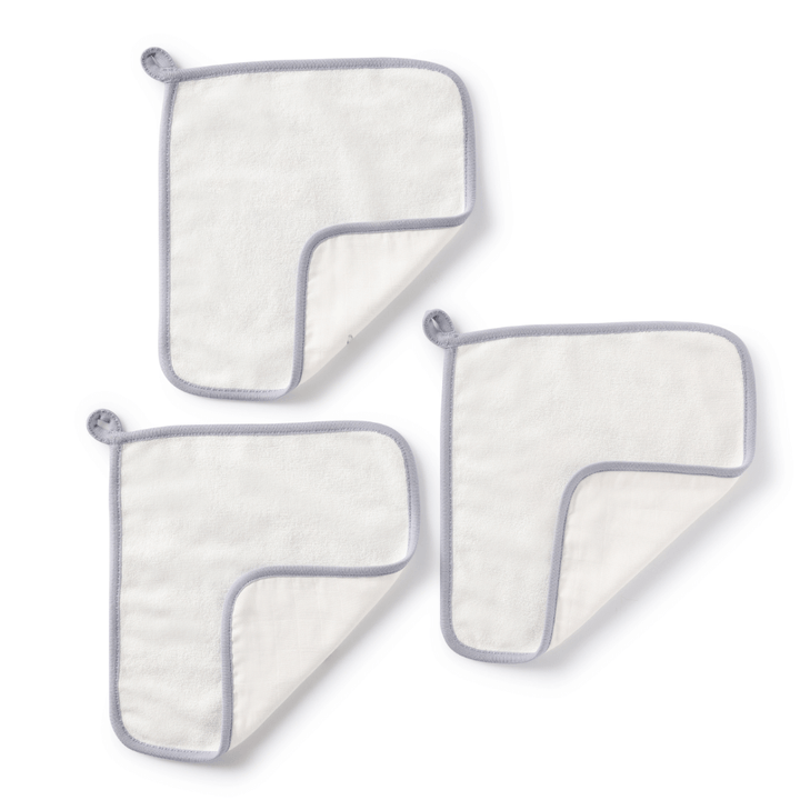 Cugo Bamboo Cotton Muslin Wash Cloth (Pack of 3)
