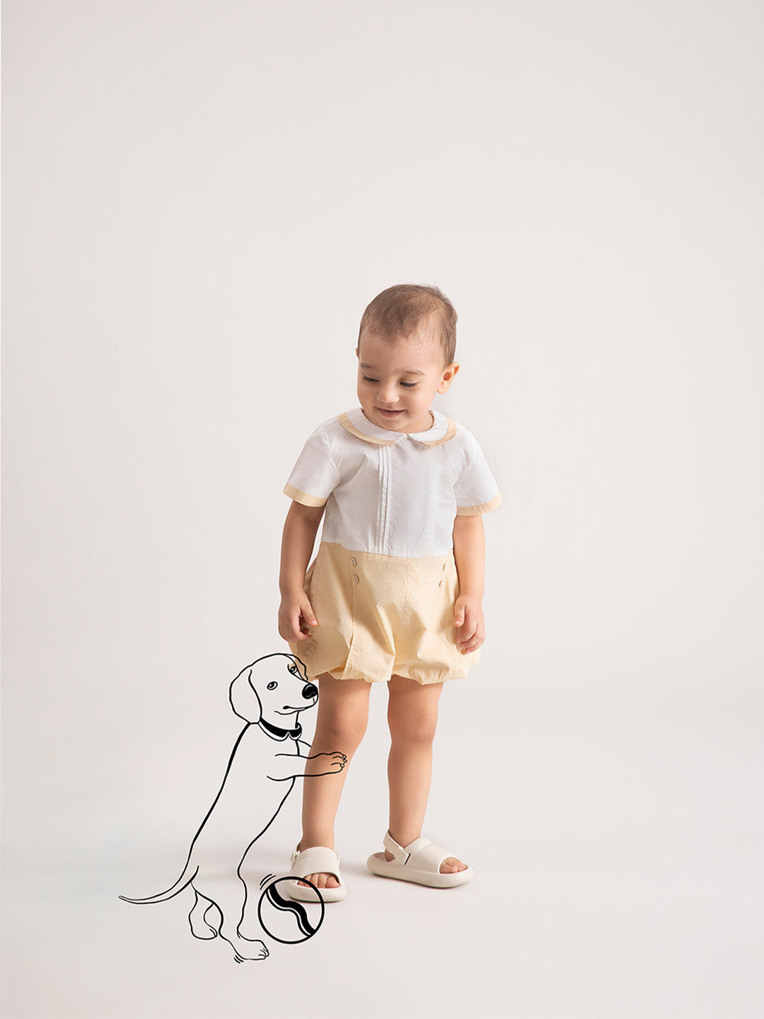 The Baby Trunk Newborn Organic Cotton One-Piece - Beige