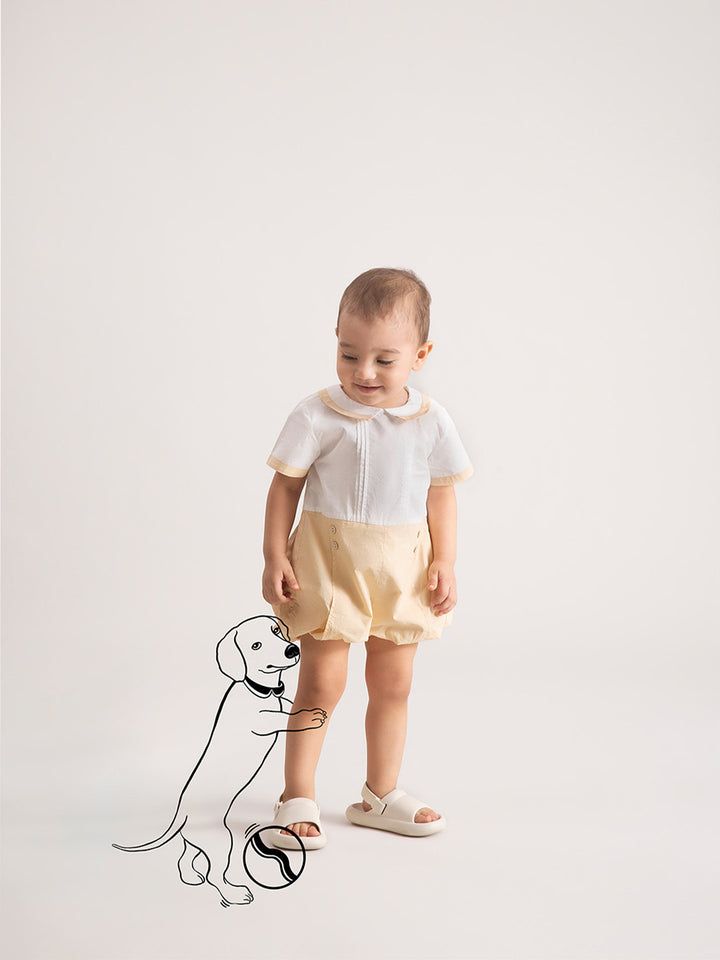The Baby Trunk Newborn Organic Cotton One-Piece - Beige