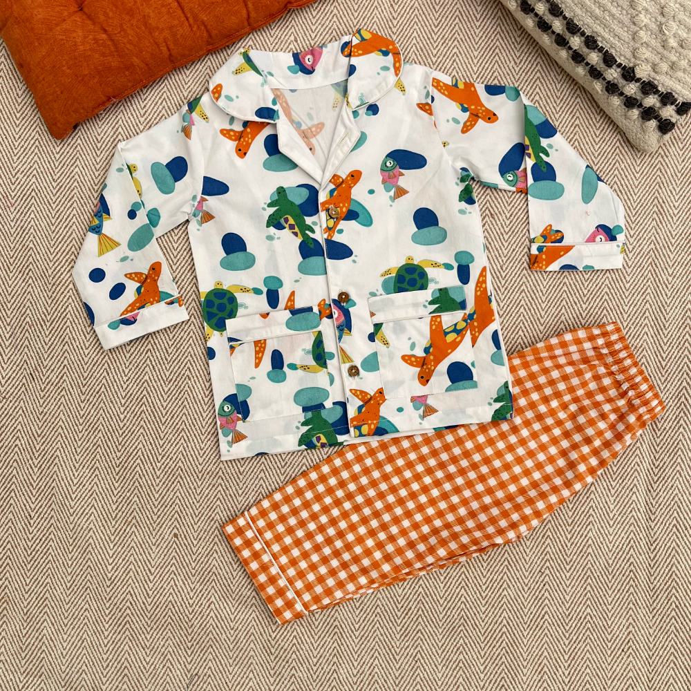 Bhaakur Organic Cotton Turtles Night Suit