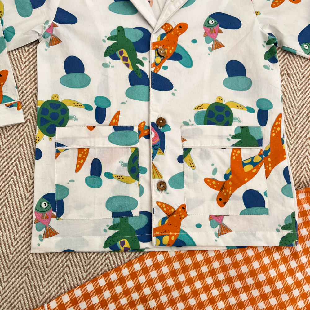 Bhaakur Organic Cotton Turtles Night Suit