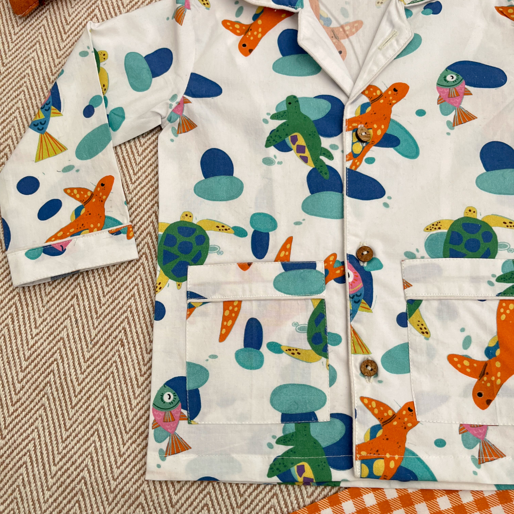 Bhaakur Organic Cotton Turtles Night Suit
