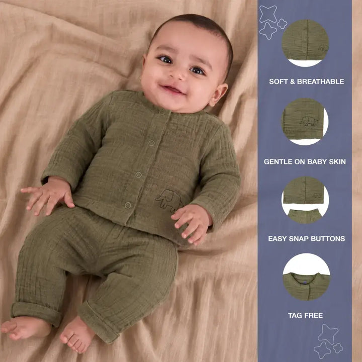 Prekies Muslin Clothing Set - Olive