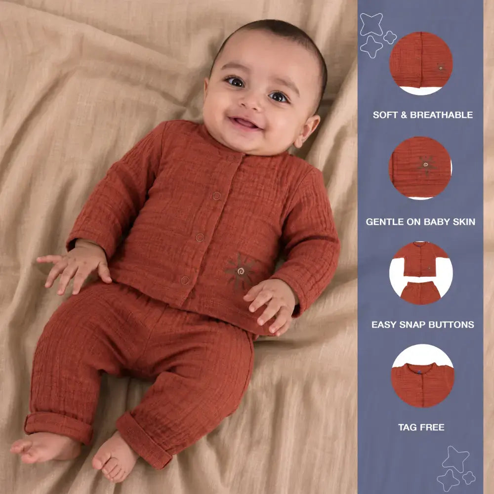 Prekies Muslin Clothing Set - Rust