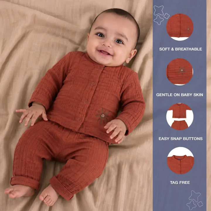 Prekies Muslin Clothing Set - Rust