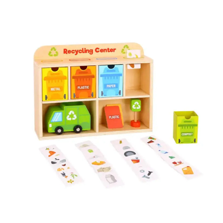 Playbox Tiny Trash Hub | Recycling Center &amp; Toy Truck Set