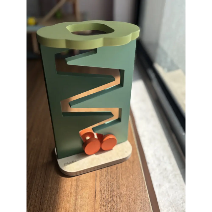 Playbox Wooden Montessori Zigzag Tracker Ball Wheel Drop Toy Set.