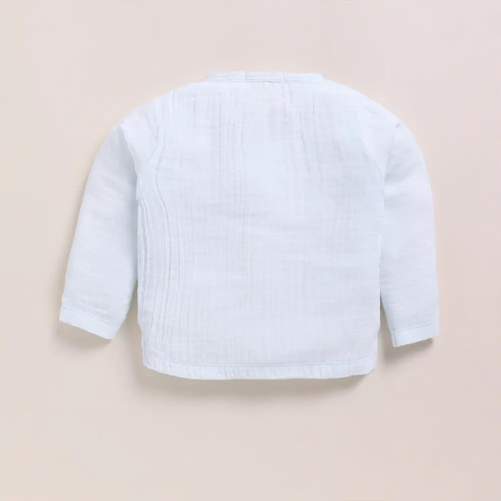 Cot &amp; Candy Baby Organic Muslin Long Sleeve Henley Tshirt With Lounge Pant Set-Icemelt