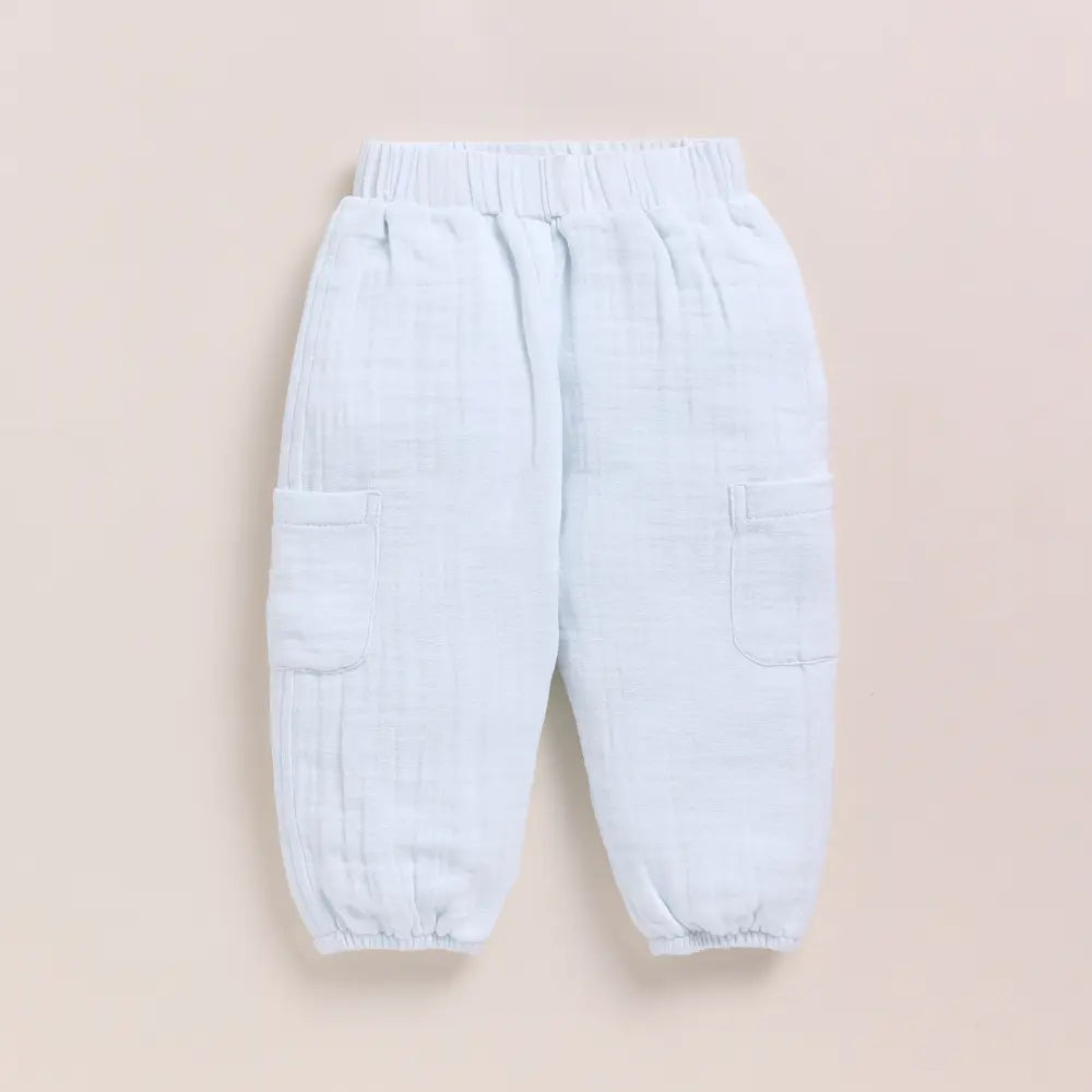 Cot &amp; Candy Baby Organic Muslin Long Sleeve Henley Tshirt With Lounge Pant Set-Icemelt