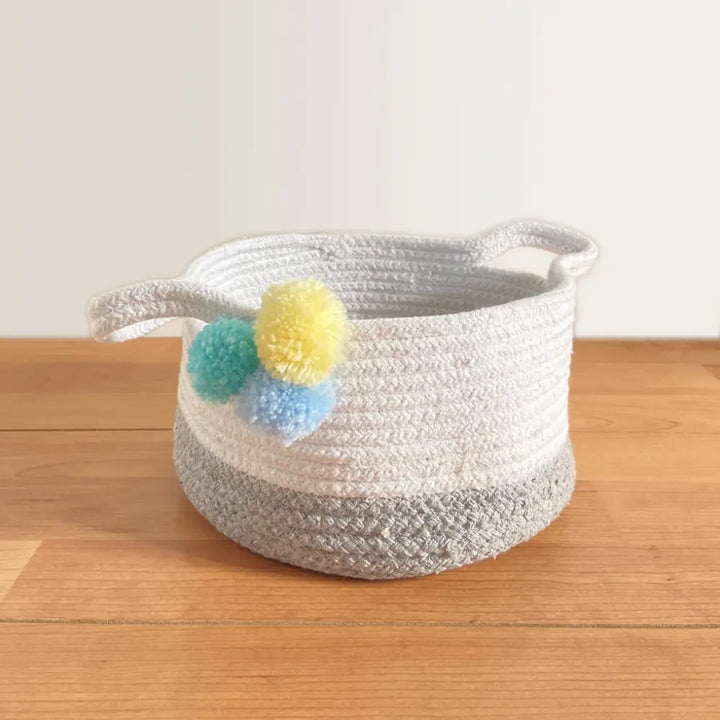 GWD Kids Small Grey Cotton Rope Basket