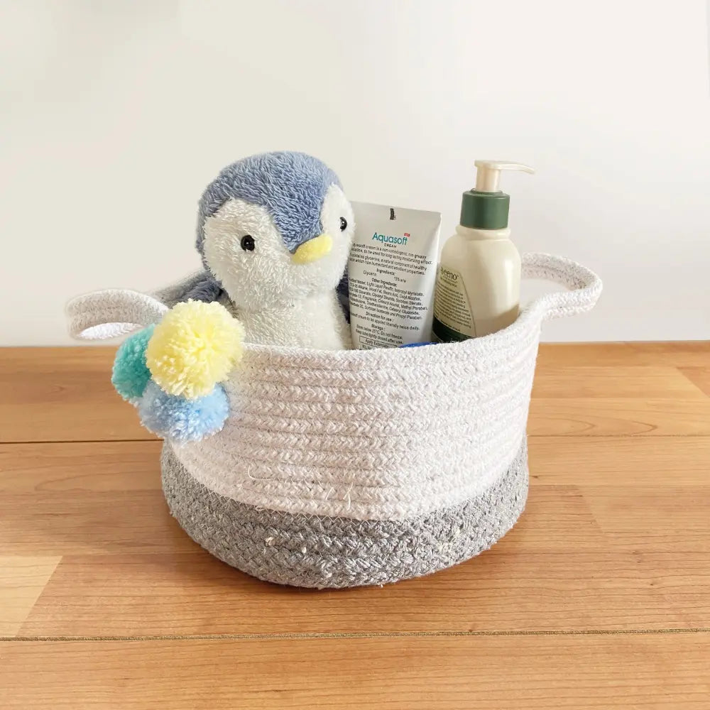 GWD Kids Small Grey Cotton Rope Basket