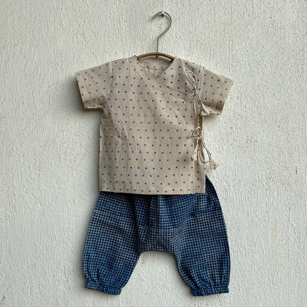Whitewater Kids Unisex Organic Indigo &amp; Raidana Kurta Set