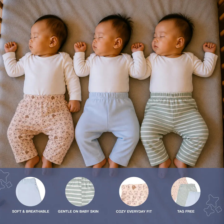 Prekies Cotton Pyjamas Bear Print - Multi (Set of 3)