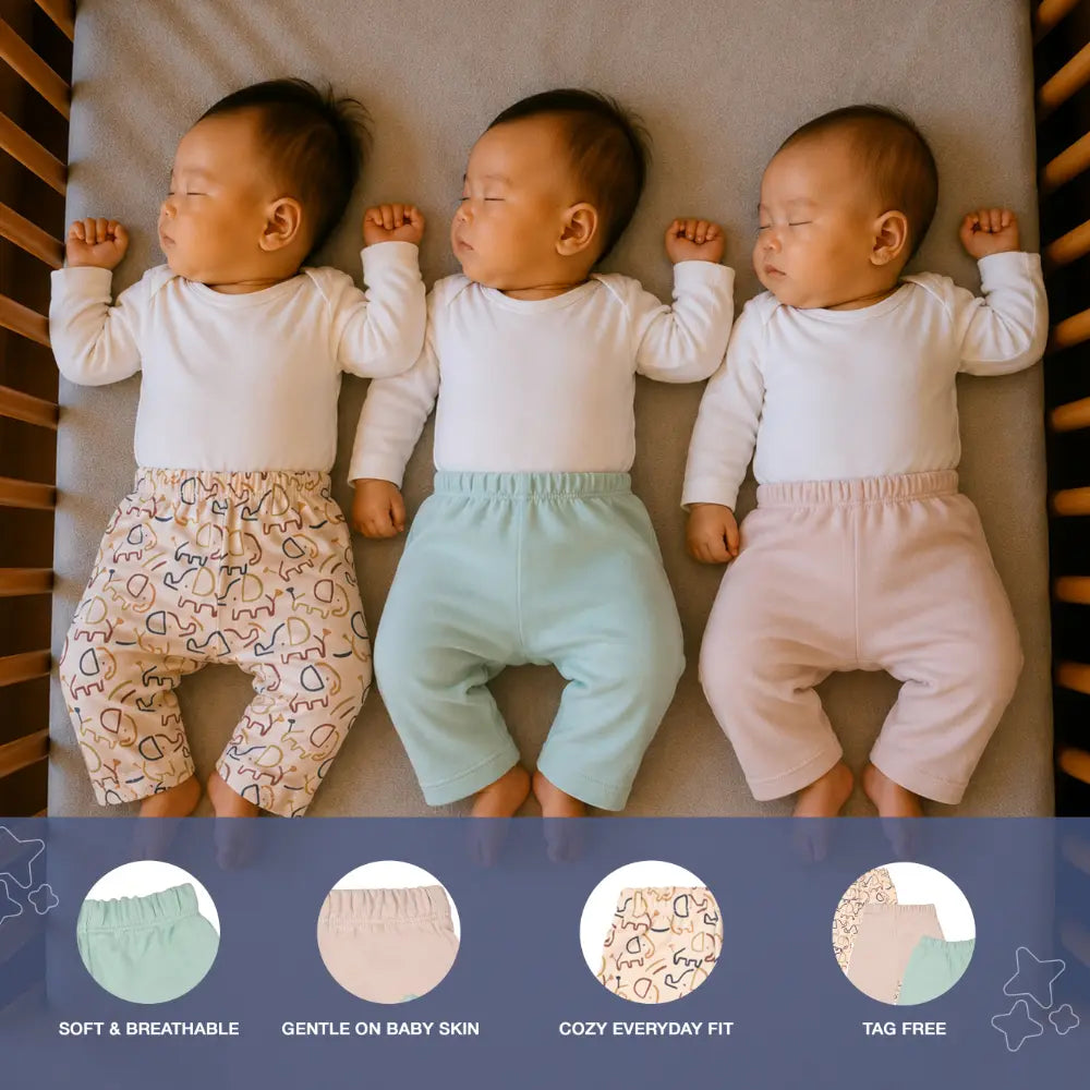 Prekies Cotton Pyjamas Elephant Print - Multi (Set of 3)