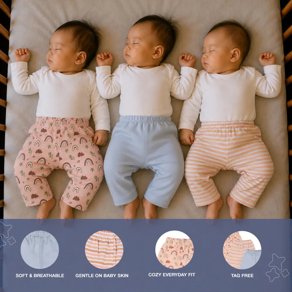 Prekies Cotton Pyjamas Rainbow Print - Multi (Set of 3)