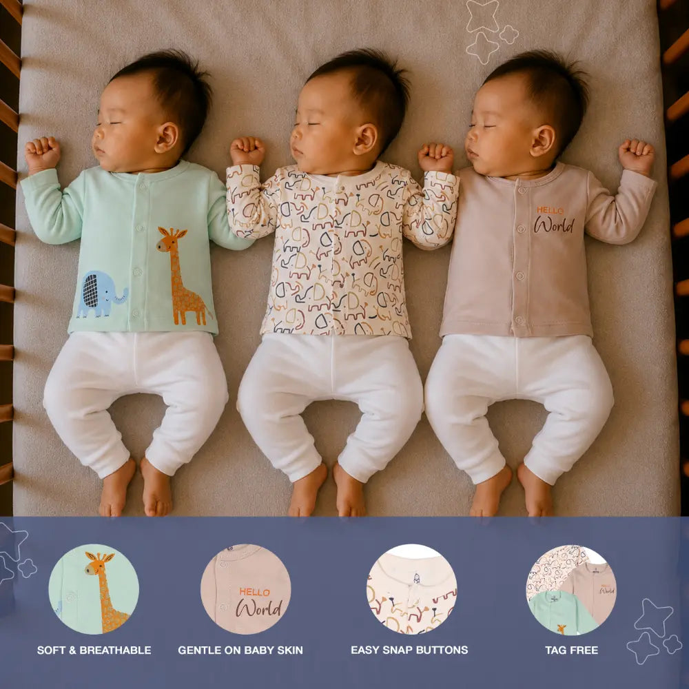 Prekies Cotton Jhablas Elephant Print - Multi (Set of 3)