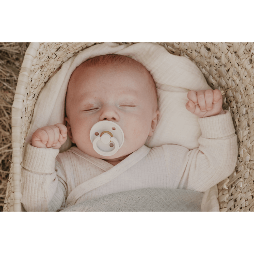 BIBS Colour Latex Flat Symmetrical Pacifier, Size 1 (Pack of 2) - Ivory &amp; Sage