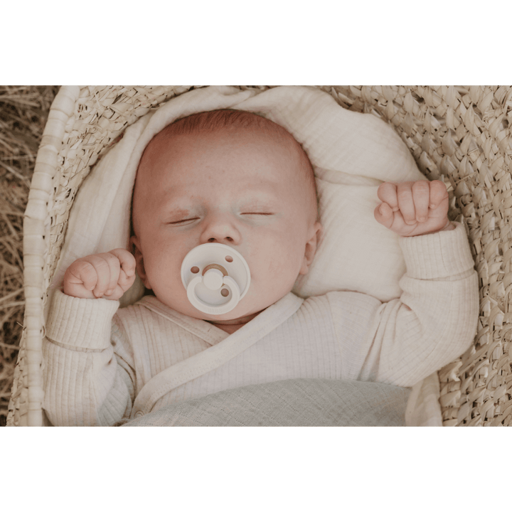 BIBS Colour Latex Flat Symmetrical Pacifier, Size 1 (Pack of 2) - Ivory &amp; Sage