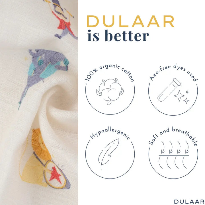 Dulaar Organic Muslin Jhabla (Set of 4) (0-6 Months)
