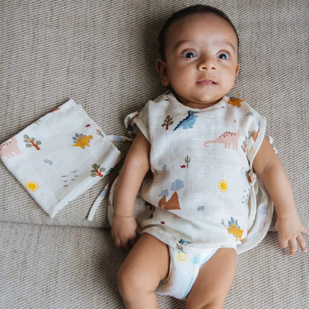 Dulaar Organic Muslin Jhabla (Set of 4) (0-6 Months)