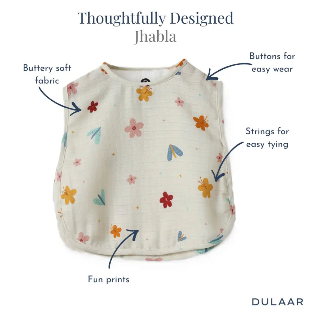 Dulaar Organic Muslin Jhabla (Set of 3) (0-6 Months)