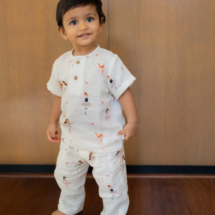 Dulaar Organic Muslin Joggers Set - Little Ballerinas
